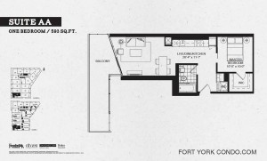 Garrison Point 1 bedroom podium floor plan 593 sq ft