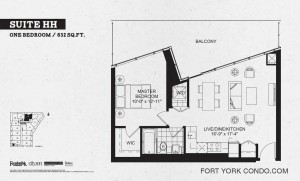 Garrison Point 1 bedroom podium floor plan 632 sq ft