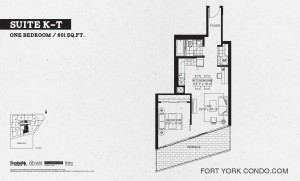 Garrison Point 1 bedroom terrace floor plan 601 sq ft