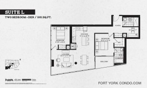 Garrison Point 2 bedroom+den penthouse floor plan 1051 sq ft