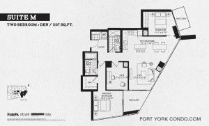 Garrison Point 2 bedroom+den penthouse floor plan 1107 sq ft