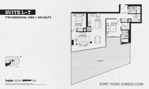 Garrison Point 2 bedroom+den terrace floor plan 1051 sq ft