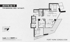 Garrison Point 2 bedroom+den terrace floor plan 1107 sq ft