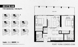 Garrison Point 2 bedroom penthouse floor plan 688 sq ft