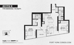 Garrison Point 2 bedroom penthouse floor plan 941 sq ft