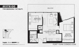 Garrison Point 2 bedroom podium floor plan 647 sq ft