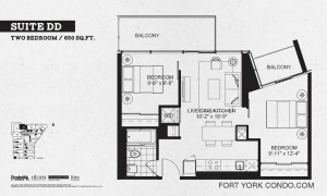 Garrison Point 2 bedroom podium floor plan 650 sq ft