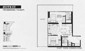 Garrison Point 2 bedroom podium floor plan 734 sq ft