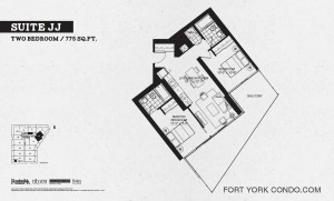 Garrison Point 2 bedroom podium floor plan 775 sq ft