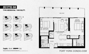 Garrison Point condos 2 bedroom 688 sq ft floor plan Suite 06