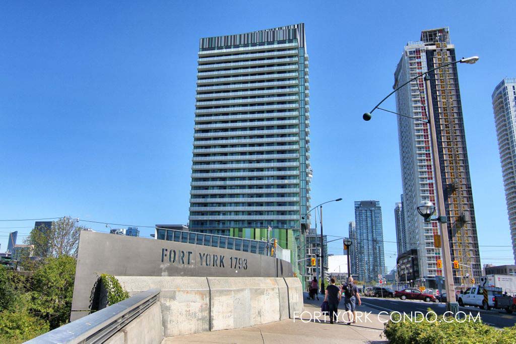 Boundary between historic fort york and the fort york condo neighbourhood