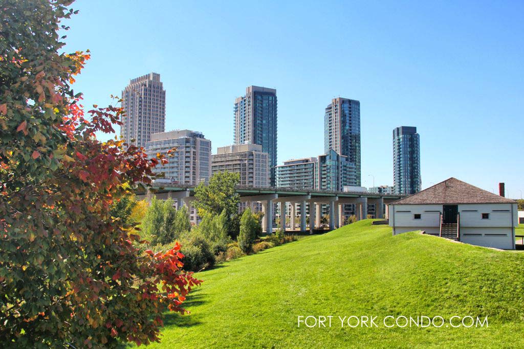 Fort York Condos and historic Fort York side by side