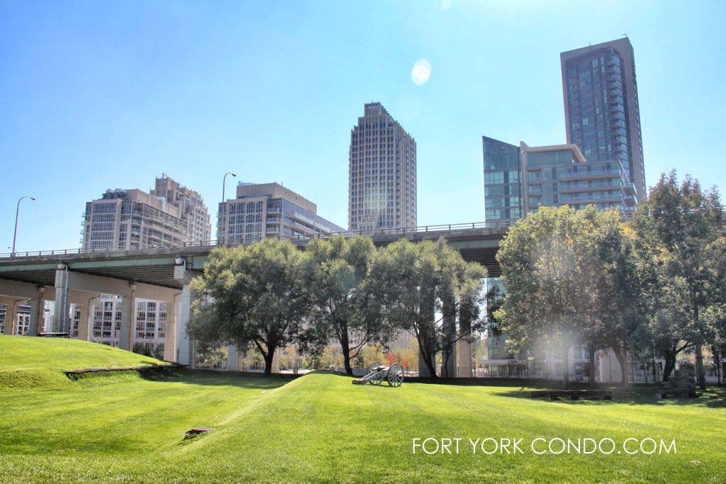 Fort York condos immediately south of historic Fort York greenspace