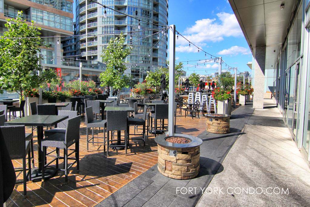 Hunter's Landing patio on fort york blvd