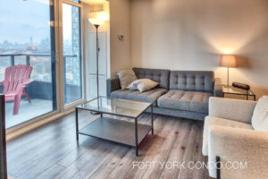 Forward Condos unit 2806 living room with walkout to balcony